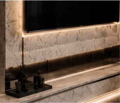 Media wall in marble
