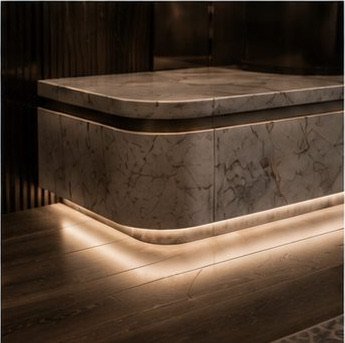 Backlit stone detailing