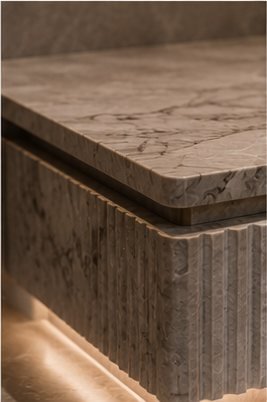 Travertine and marble in the bathrooms