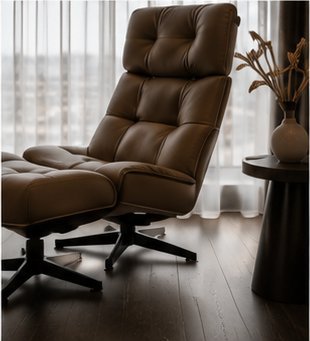 Leather lounge chair and ottoman